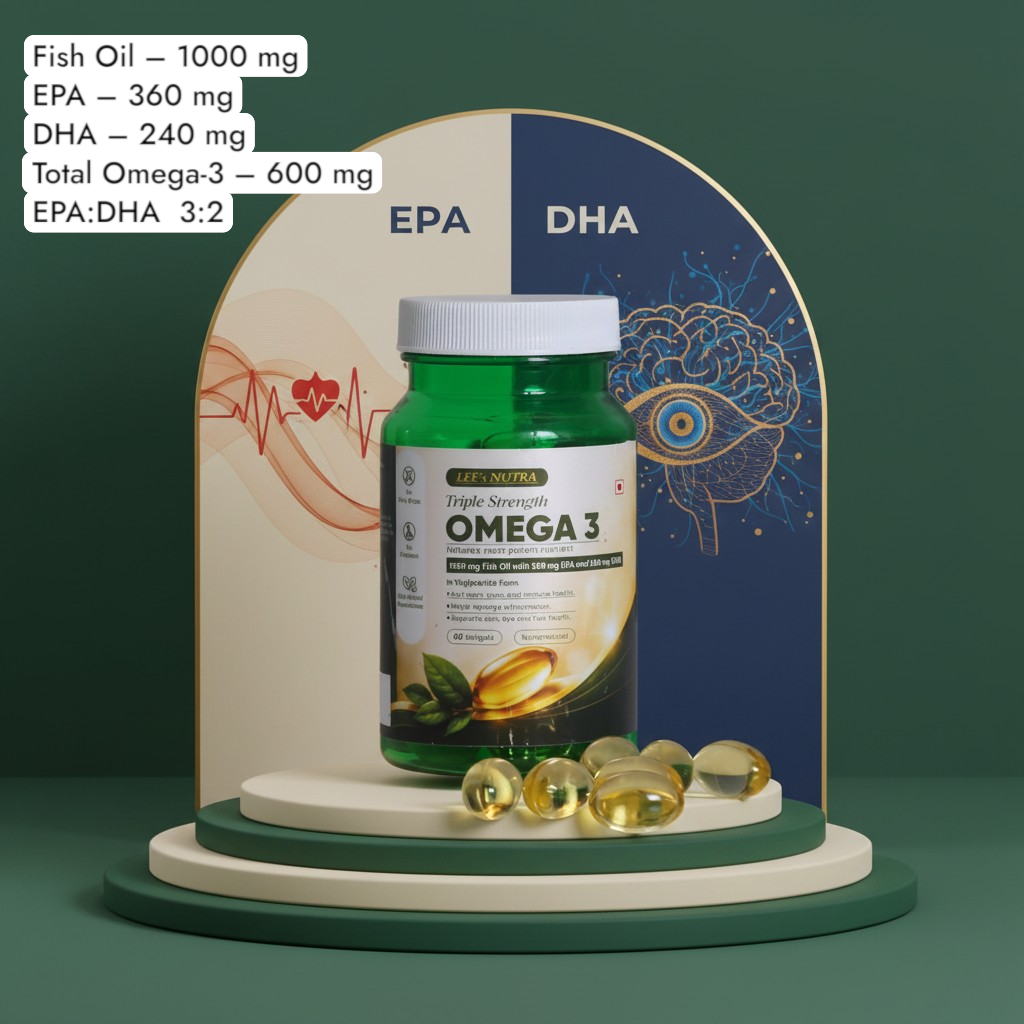 Lee’s Nutra Omega-3 | EPA DHA Heart Health Support |  60 softgel capsules